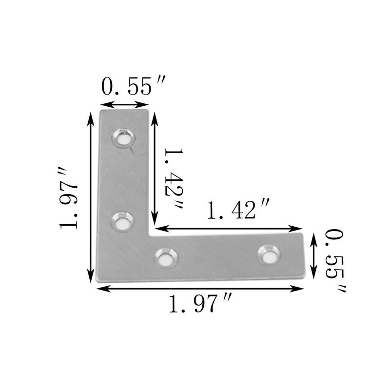 Orgrimmar 36 PCS Corner Brace Plates Metal L Shaped Flat Repair Plates Corner Brace Brackets 50mmx50mmx1mm - Image 3